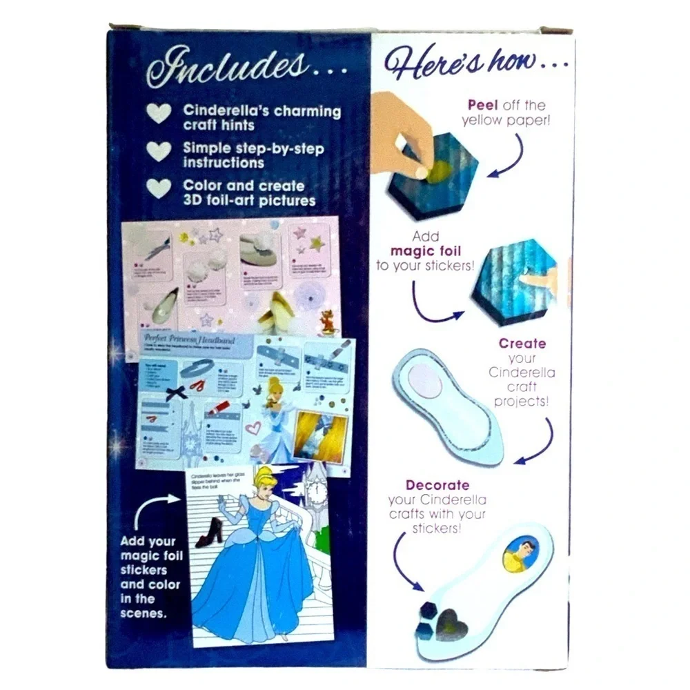 Disney Princess Cinderella Magic Foil Book Kids Craft Activity Gift Set